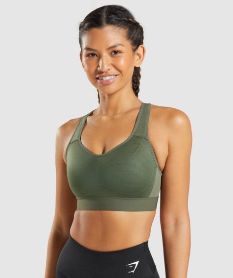 Women's Gymshark Lightweight High Support Sports Bra Olive | NZ 0FCQRM